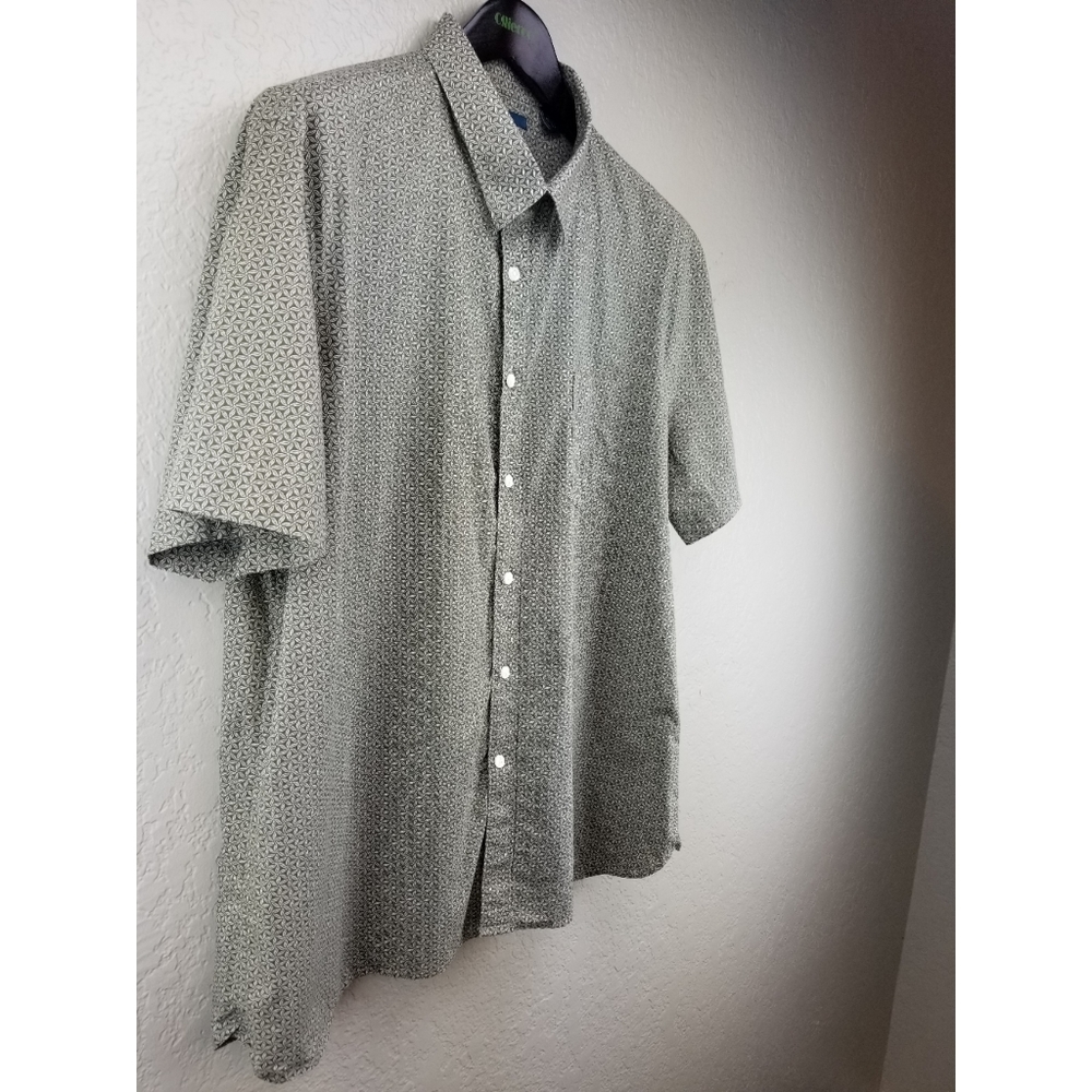 Mens Perry Ellis Short Slve Shirt Olive Flower 2X
